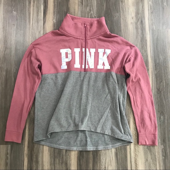 PINK Victoria's Secret Tops - Grey and Mauve Victoria's Secret PINK Quarter Zip